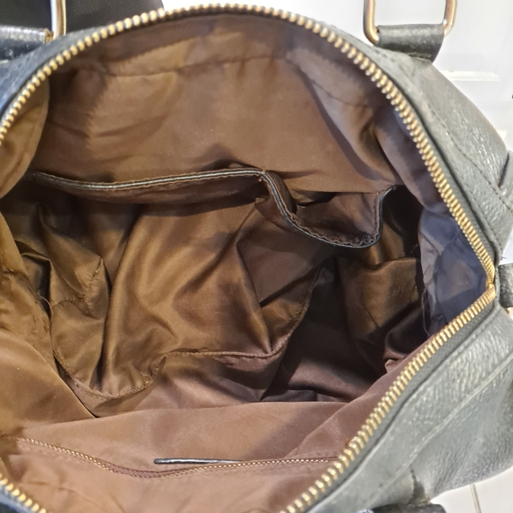 Terzetto Black Pebbled Italian Leather Satchel Crossbody Bag - Picture 9 of 10